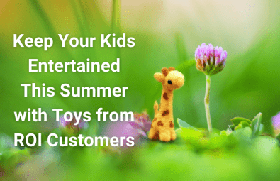 toy giraffe in summery outdoor setting