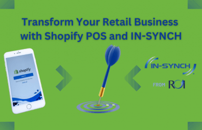 Shopify logo on mobile phone, target, IN-SYNCH from ROI