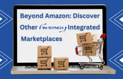 Discover Other IN-SYNCH Integrated Marketplaces on computer screen of laptop with boxes in small shopping carts